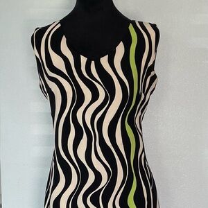 Louis Feraud Black and Cream Striped Dress